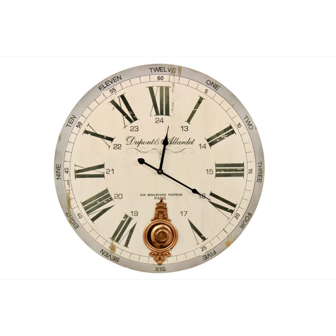 Horloge Ancienne Balancier Dupont & Allardet Blanc 58cm