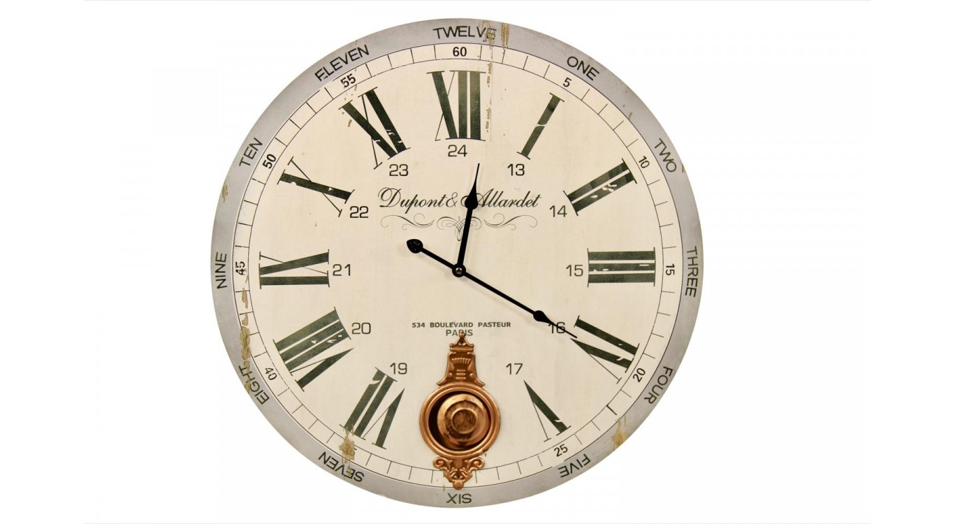 Horloge Ancienne Balancier Dupont & Allardet Blanc 58cm