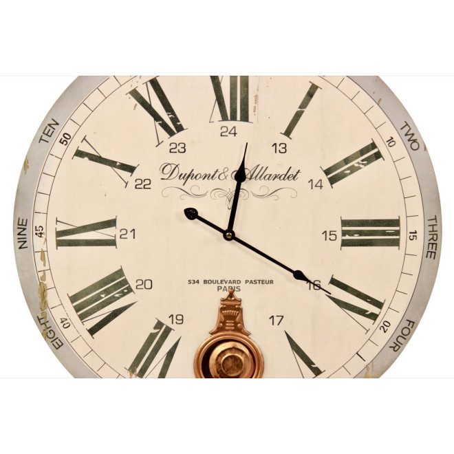 Horloge Ancienne Balancier Dupont & Allardet Blanc 58cm