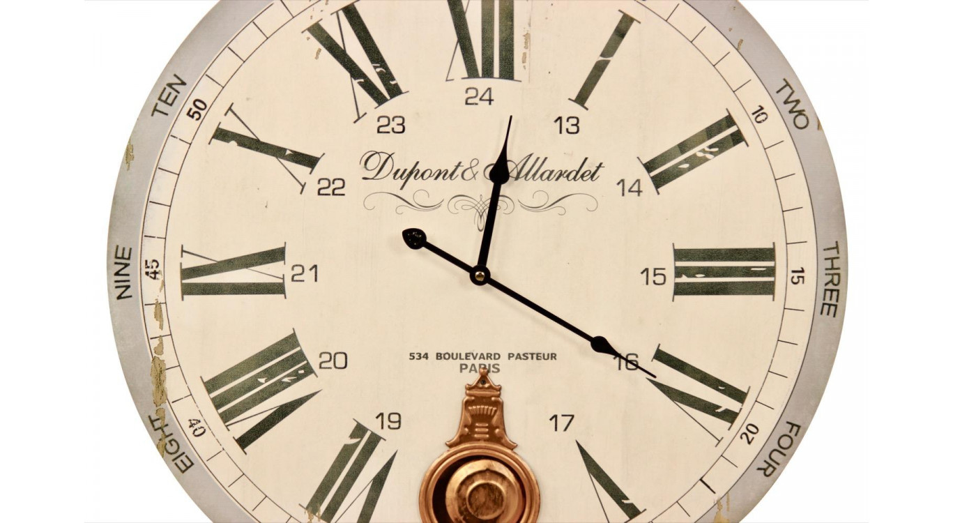 Horloge Ancienne Balancier Dupont & Allardet Blanc 58cm