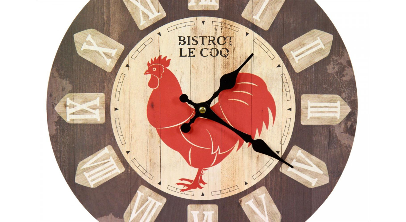 Alte Wanduhr Bistrot le Coq 34cm