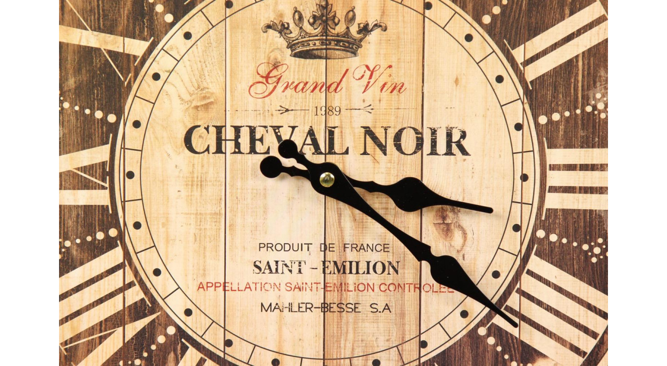 Horloge Ancienne Murale Grand Vin Cheval Noir Marron 34cm