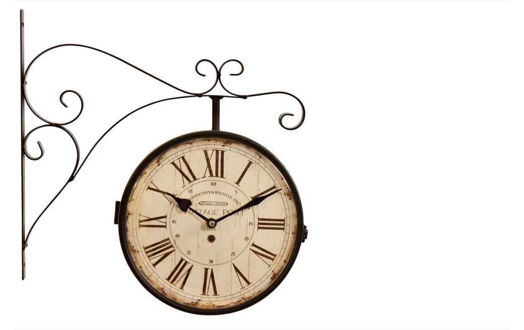 Antike Bahnhofsuhr mit doppeltem Gesicht Vintage Port 24cm