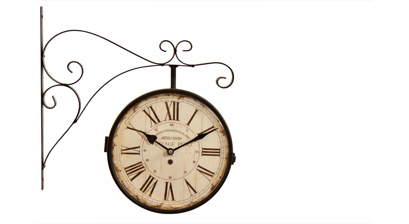 Antike Bahnhofsuhr mit doppeltem Gesicht Vintage Port 24cm