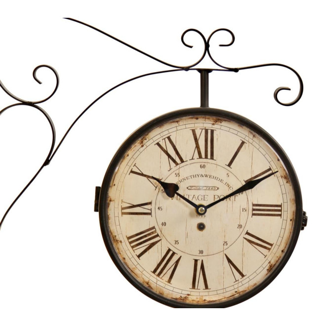 Antike Bahnhofsuhr mit doppeltem Gesicht Vintage Port 24cm
