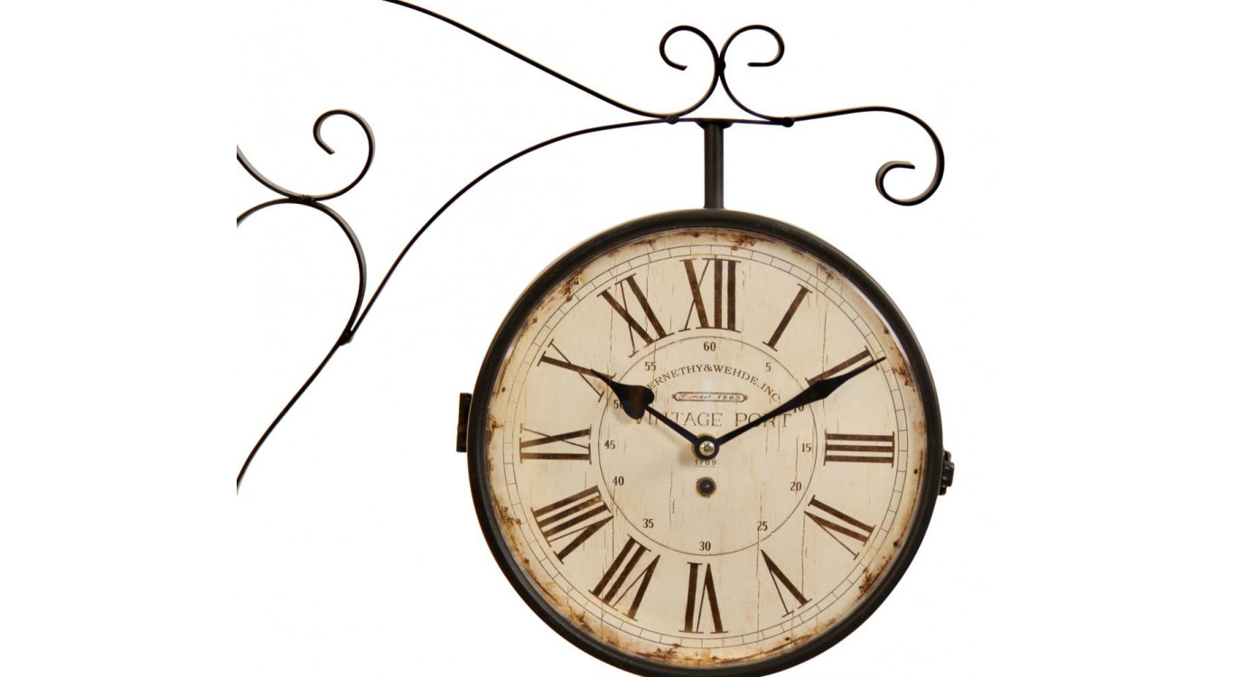 Antike Bahnhofsuhr mit doppeltem Gesicht Vintage Port 24cm