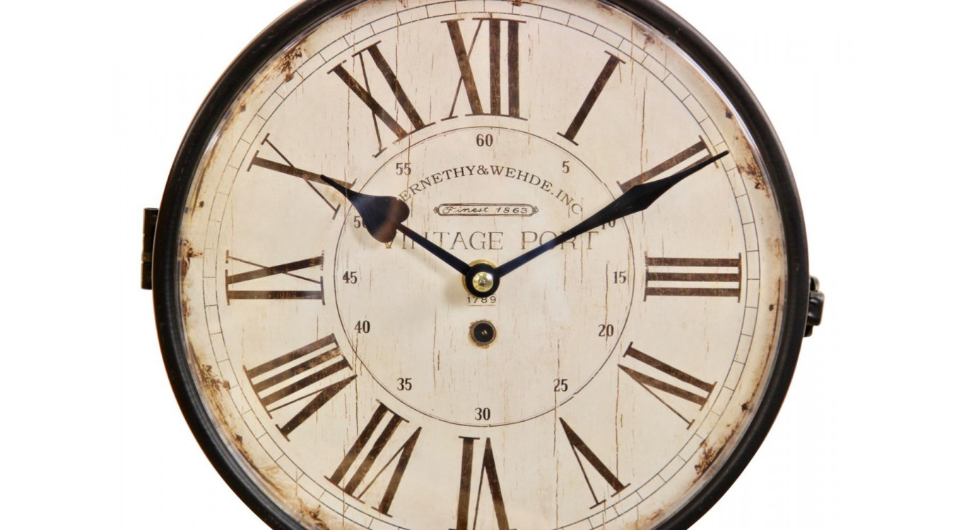 Antike Bahnhofsuhr mit doppeltem Gesicht Vintage Port 24cm