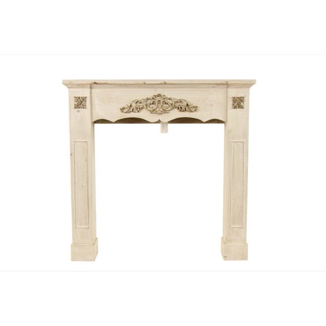 Einfassung Mantel Kamin Holz Cerusé Weiß 105x17x102.5cm