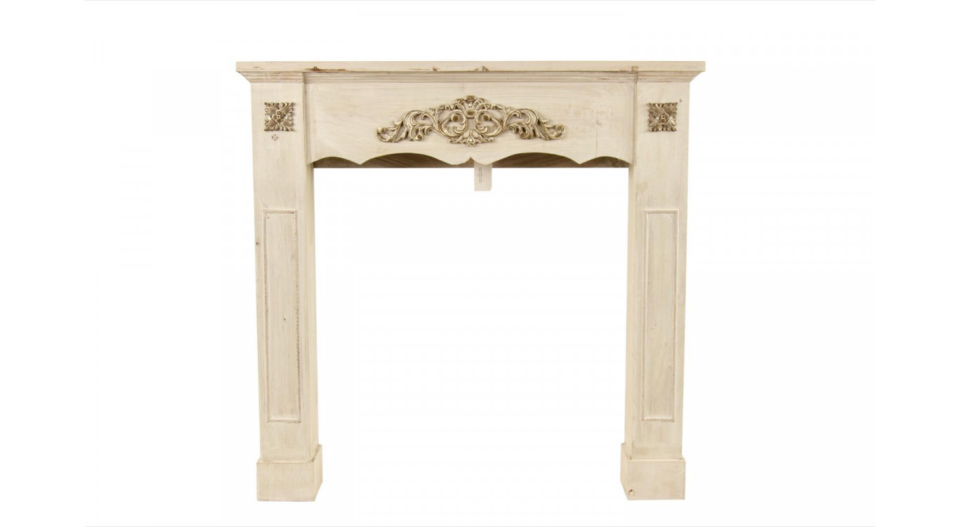 Encadrement Manteau Cheminée Bois Cerusé Blanc 105x17x102.5cm