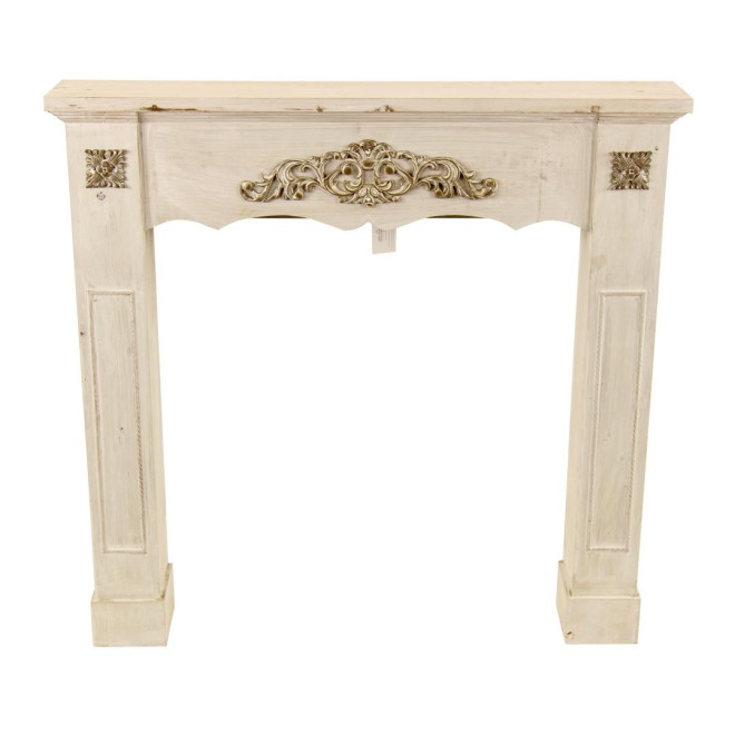 Einfassung Mantel Kamin Holz Cerusé Weiß 105x17x102.5cm