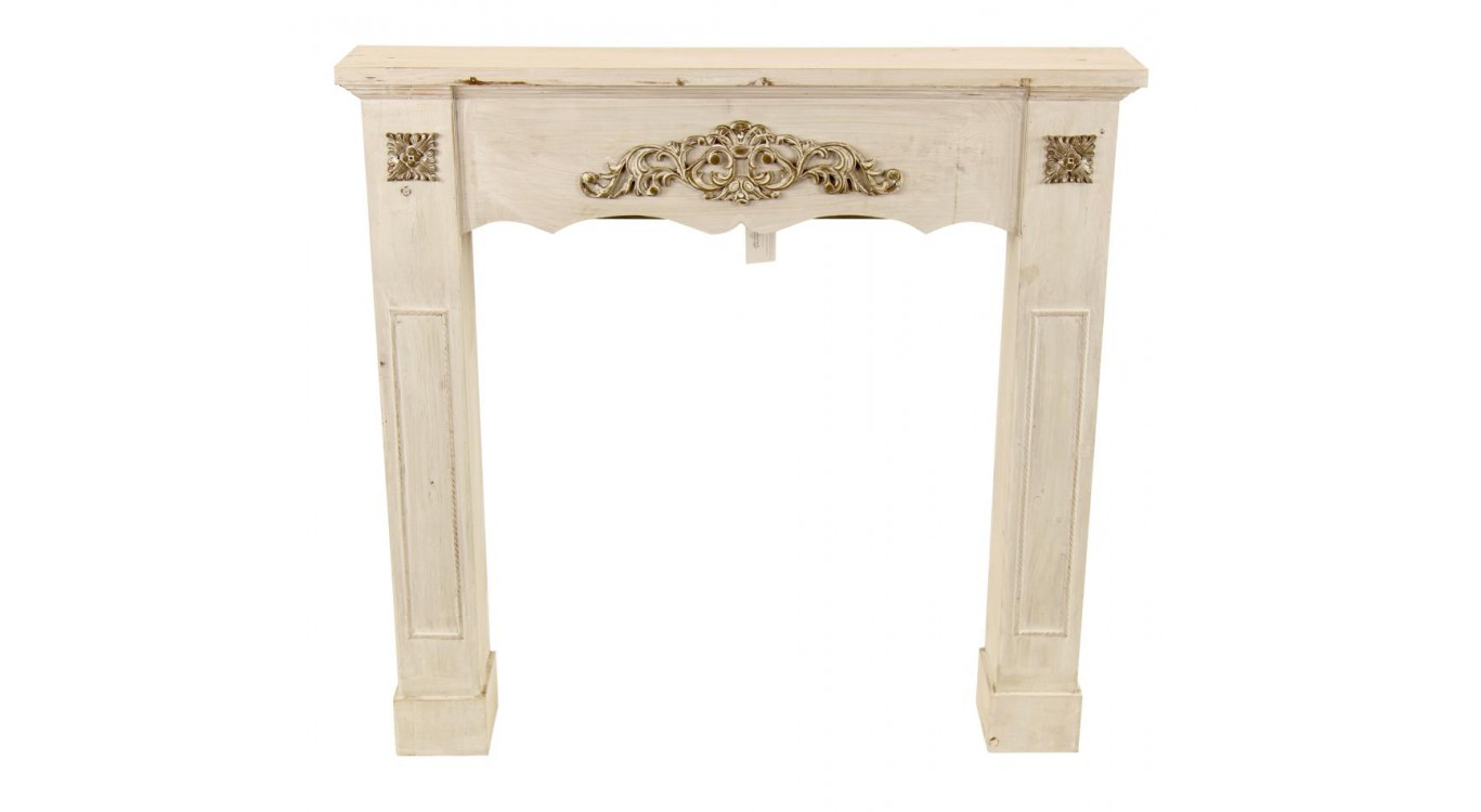 Einfassung Mantel Kamin Holz Cerusé Weiß 105x17x102.5cm