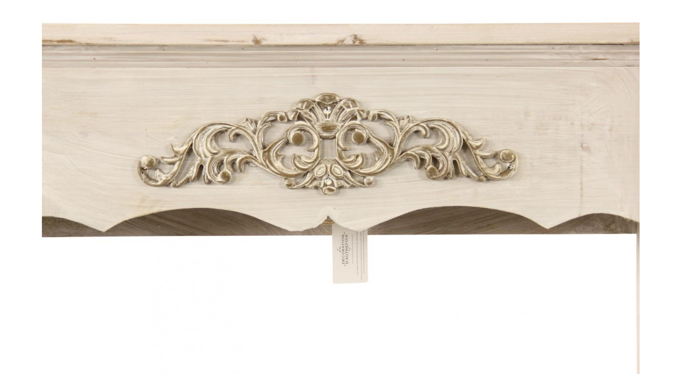 Encadrement Manteau Cheminée Bois Cerusé Blanc 105x17x102.5cm