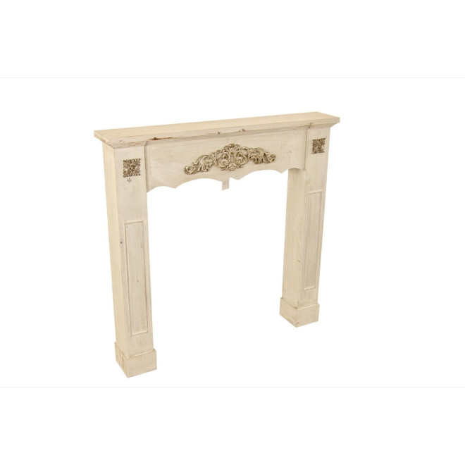 Einfassung Mantel Kamin Holz Cerusé Weiß 105x17x102.5cm