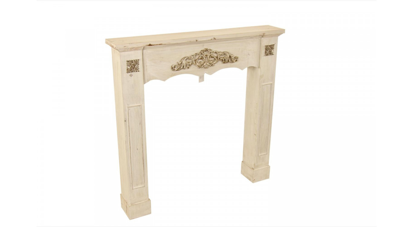Encadrement Manteau Cheminée Bois Cerusé Blanc 105x17x102.5cm
