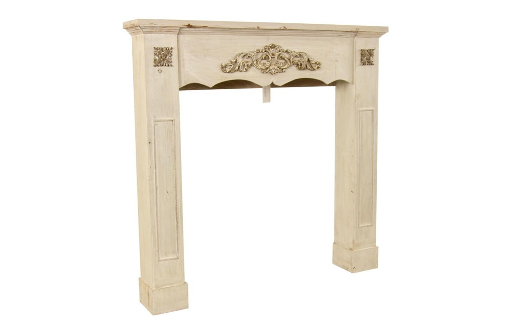 Einfassung Mantel Kamin Holz Cerusé Weiß 105x17x102.5cm