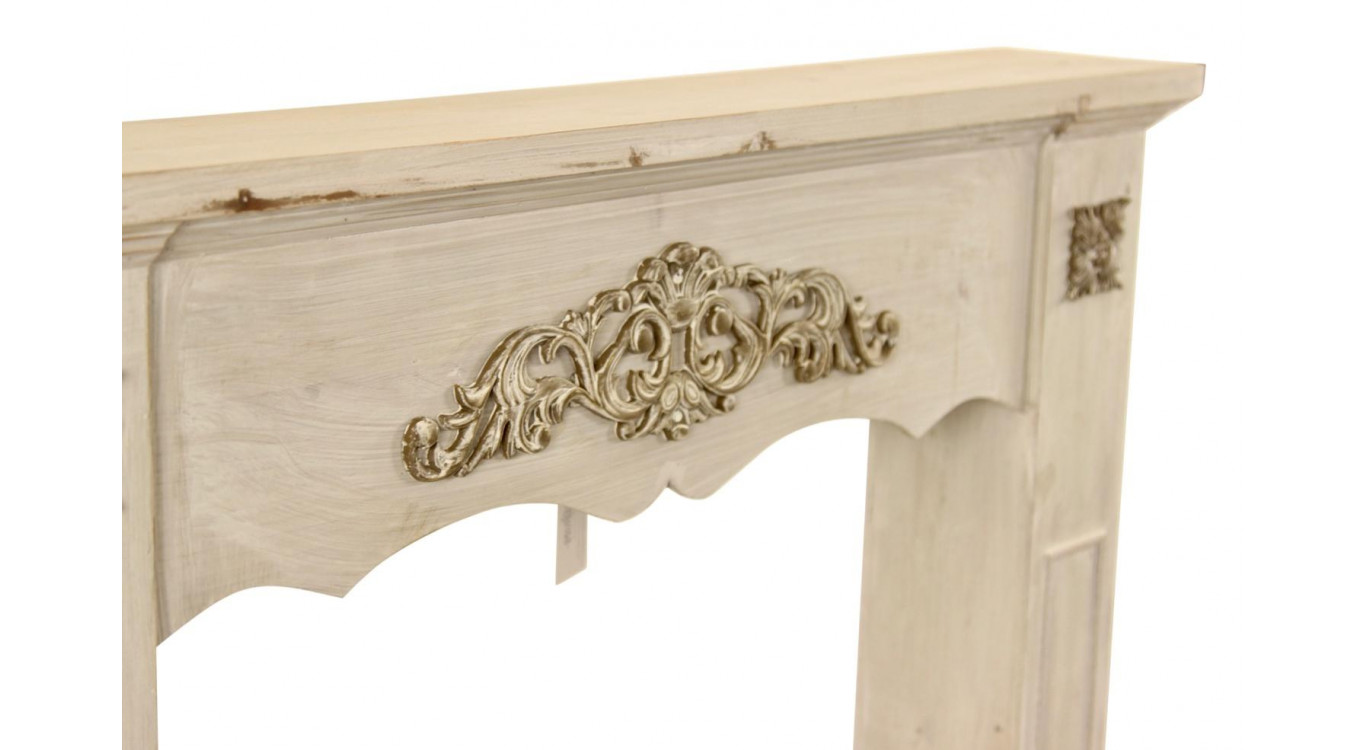 Encadrement Manteau Cheminée Bois Cerusé Blanc 105x17x102.5cm