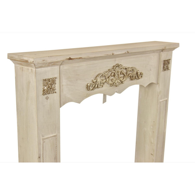 Einfassung Mantel Kamin Holz Cerusé Weiß 105x17x102.5cm
