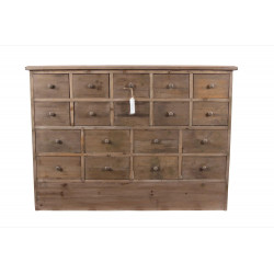 Meuble Semainier Chiffonnier Grainetier Bois 18 Tiroirs 120x35x85cm