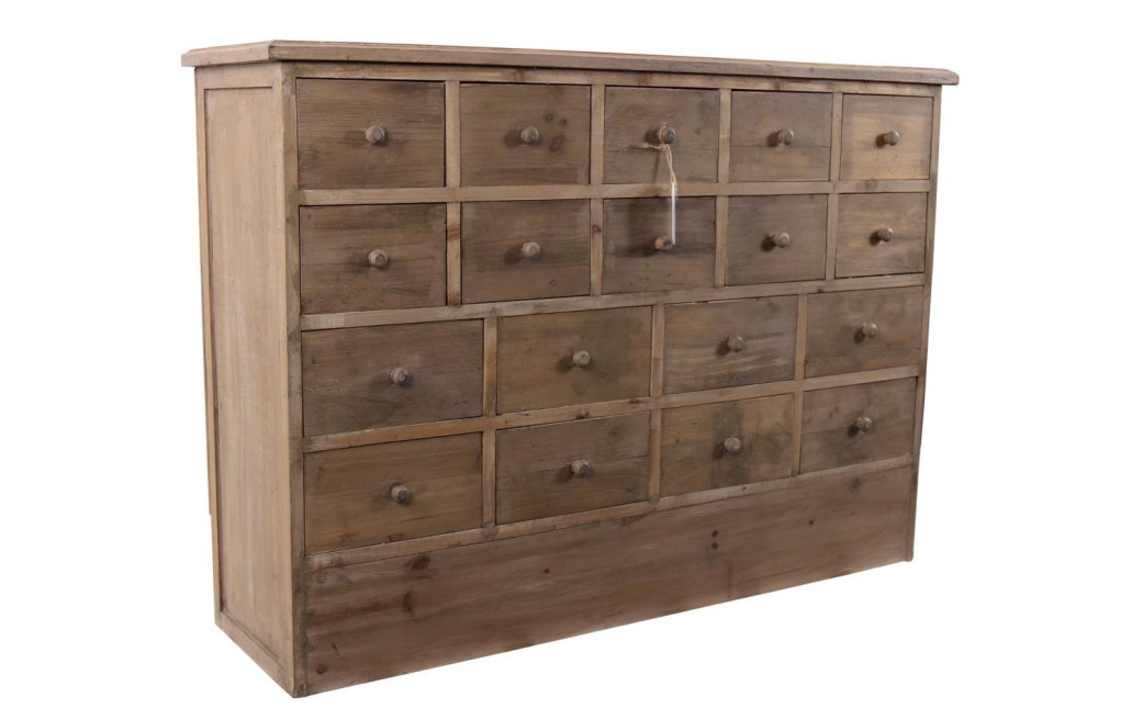 Meuble Semainier Chiffonnier Grainetier Bois 18 Tiroirs 120x35x85cm