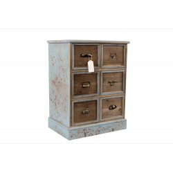 Wochenendmöbel Chiffonnier Grainetier Holz 6 Schubladen Altblau 58x40.5x76cm
