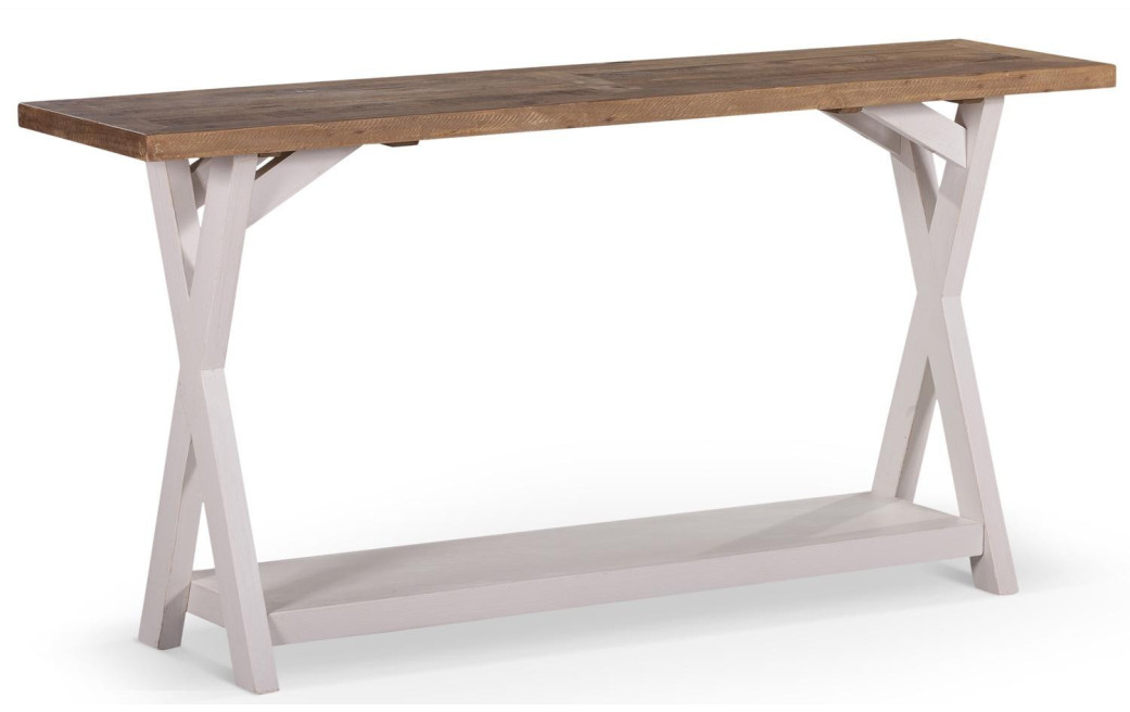 Meuble Console Bois Blanc Césuré 150x40x74.5cm