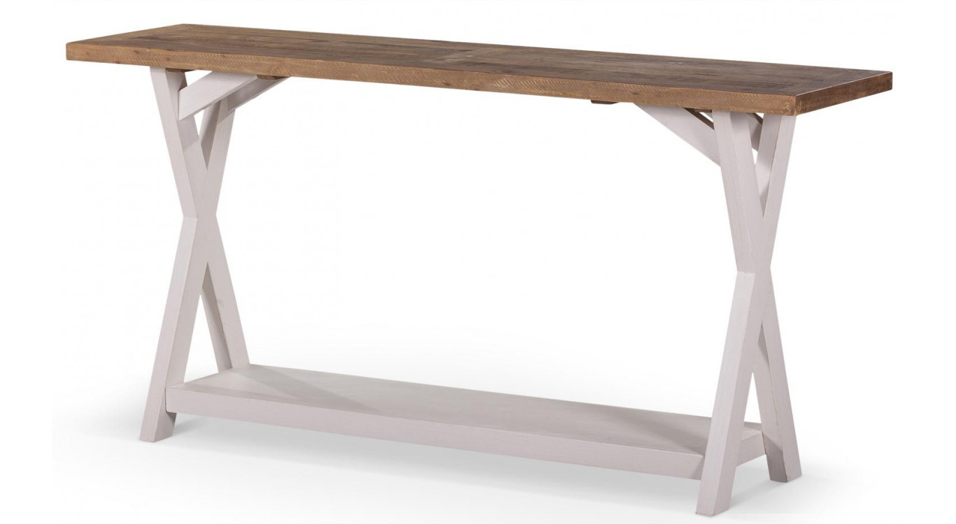 Meuble Console Bois Blanc Césuré 150x40x74.5cm