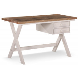 Holzschreibtisch Weiss Gesägt 2 Schubladen 130x66x80cm