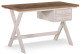 Bureau Bois Blanc Césuré 2 Tiroirs 130x66x80cm