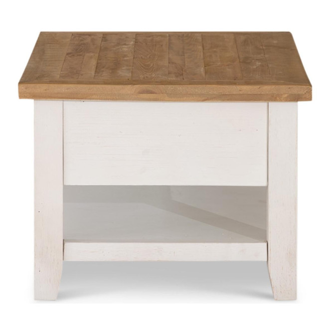 Meuble Bas Rangement Bois Blanc Césuré 2 Tiroirs 120x60x45cm