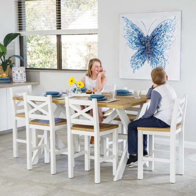 Table Haute Bois Blanc Césuré 160x105x88.5cm