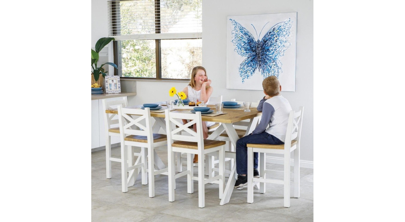 Table Haute Bois Blanc Césuré 160x105x88.5cm