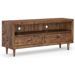 Meuble TV Bas Rangement Bois 2 Tiroirs 160x40x69cm