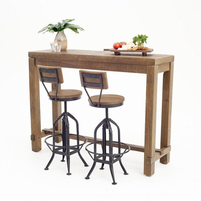 Chaise Haute Tabouret Bois Fer Forgé 40.5x40.5x102cm