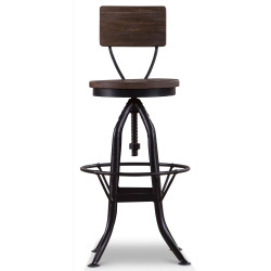 Chaise Haute Tabouret Bois Fer Forgé 40.5x40.5x102cm