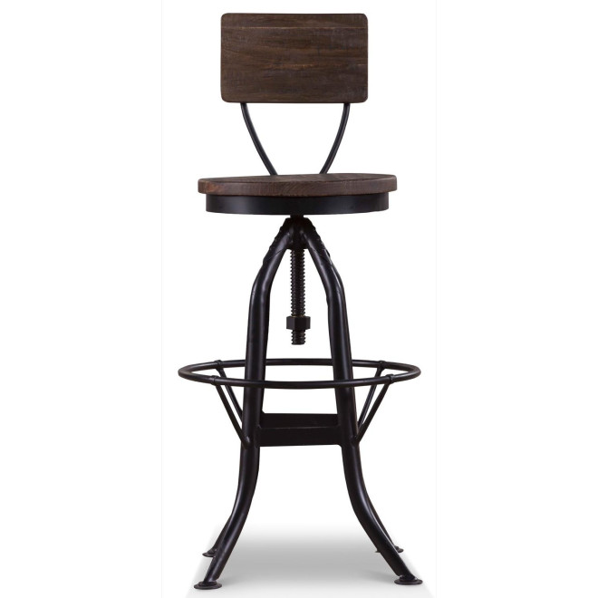 Chaise Haute Tabouret Bois Fer Forgé 40.5x40.5x102cm