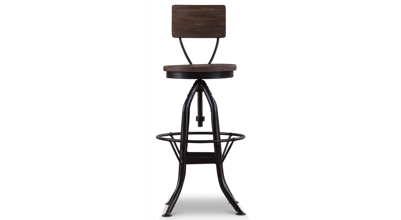 Chaise Haute Tabouret Bois Fer Forgé 40.5x40.5x102cm
