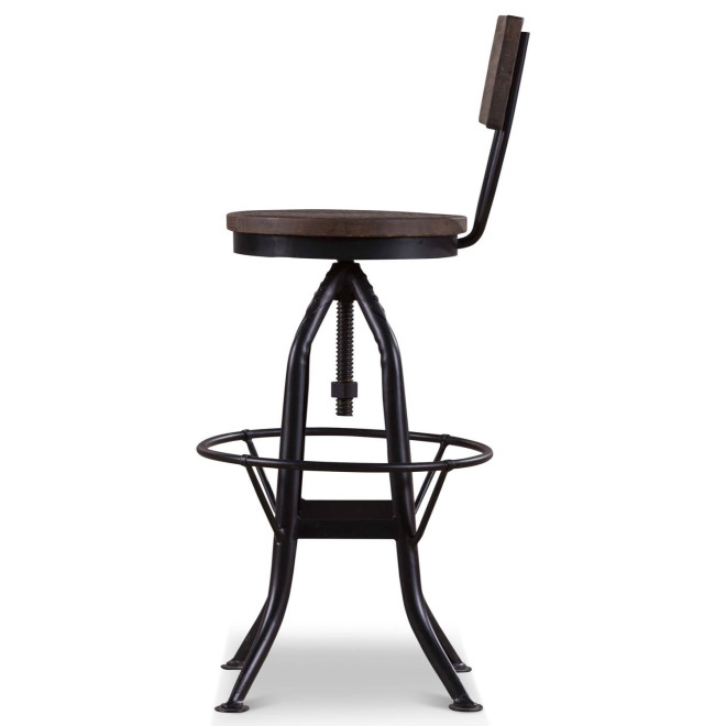 Chaise Haute Tabouret Bois Fer Forgé 40.5x40.5x102cm