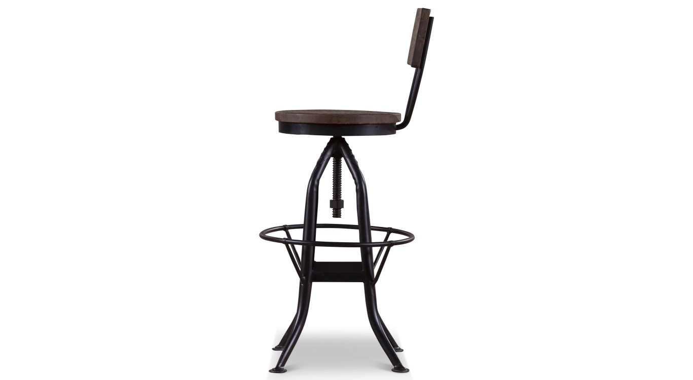 Chaise Haute Tabouret Bois Fer Forgé 40.5x40.5x102cm