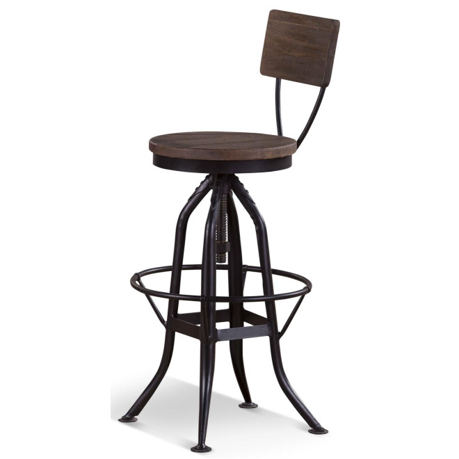 Chaise Haute Tabouret Bois Fer Forgé 40.5x40.5x102cm