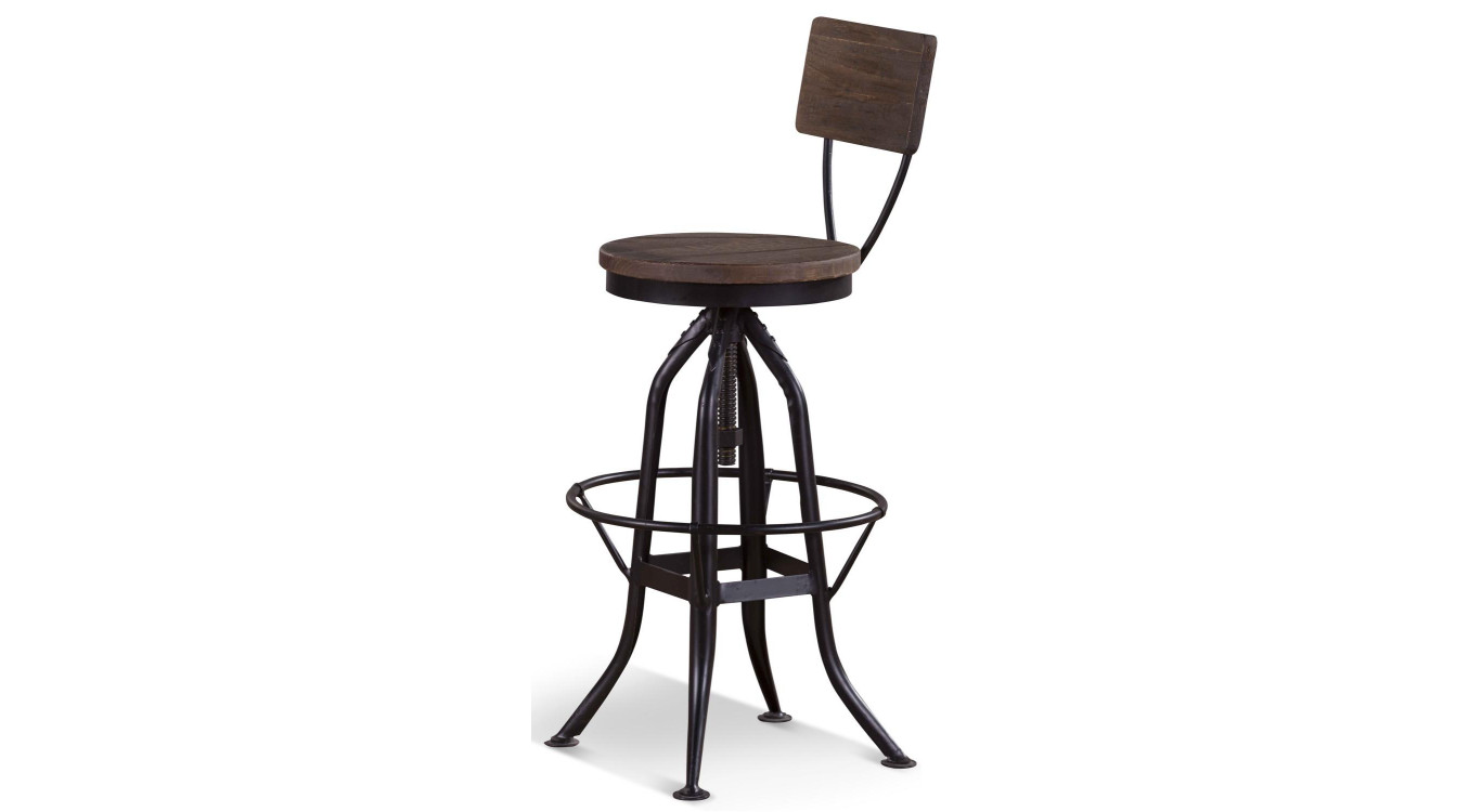 Chaise Haute Tabouret Bois Fer Forgé 40.5x40.5x102cm