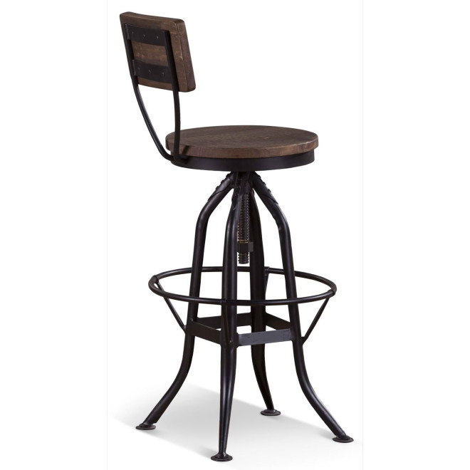 Chaise Haute Tabouret Bois Fer Forgé 40.5x40.5x102cm