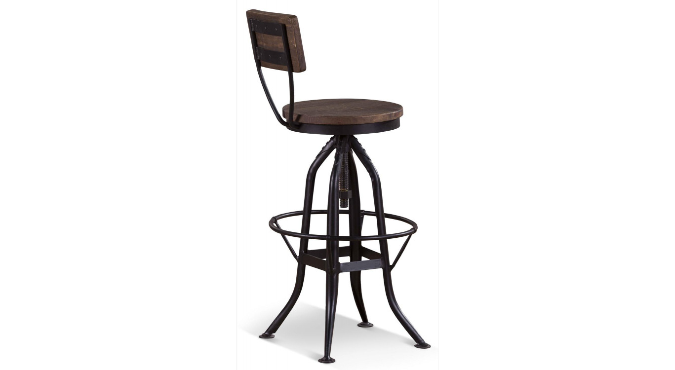Chaise Haute Tabouret Bois Fer Forgé 40.5x40.5x102cm