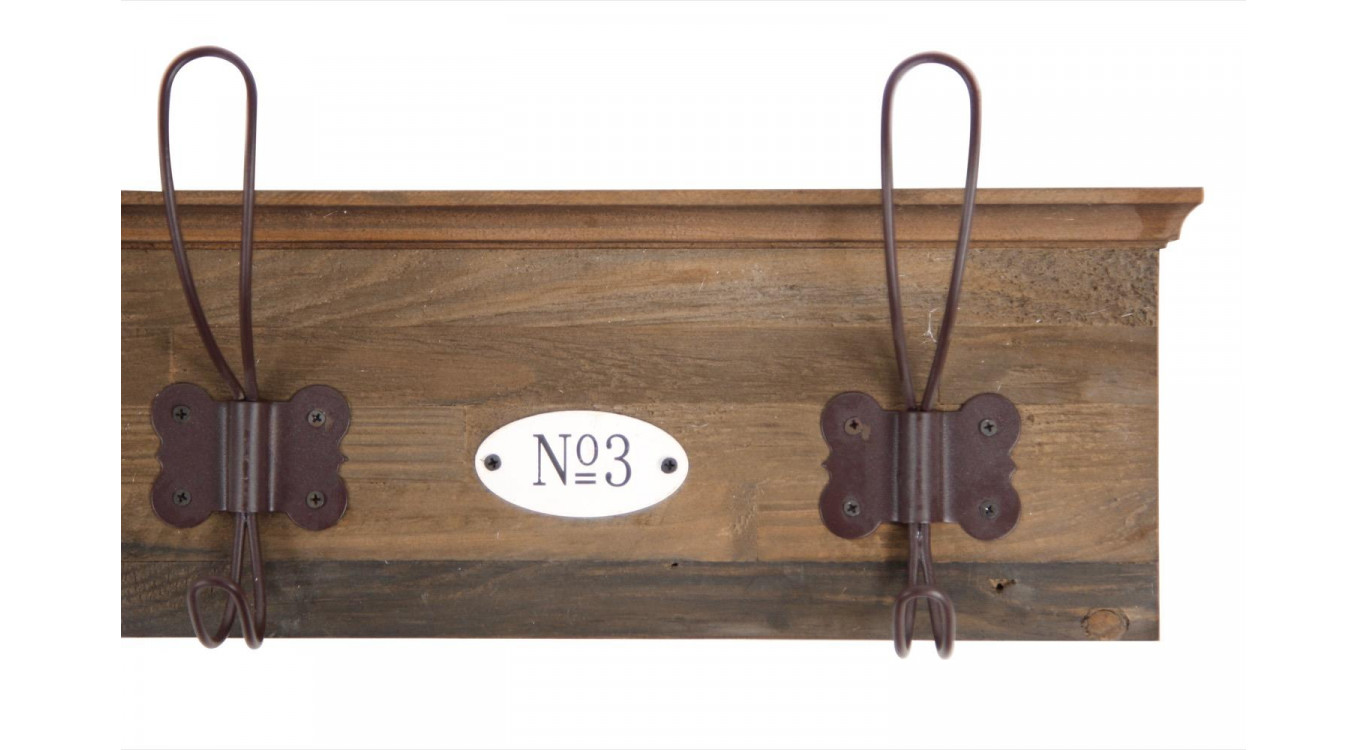 Patère Portemanteau Bois 4 Accroches Marron 72x7.5x13cm