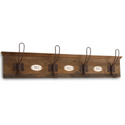 Garderobenhaken Holz 4 Haken Braun 72x7.5x13cm