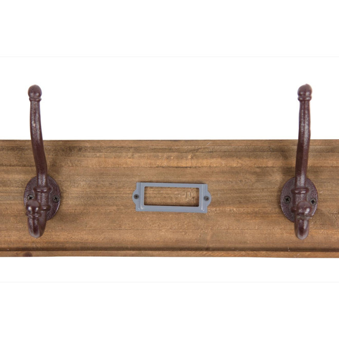 Patère Portemanteau Bois 4 Accroches Marron 97x7.5x17cm