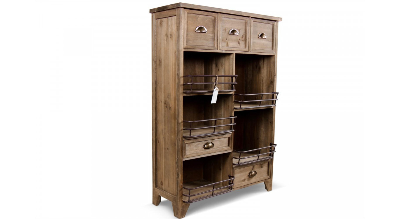 Holz Aufbewahrungsmöbel 2 Schubladen Braun 80x30x114.5cm