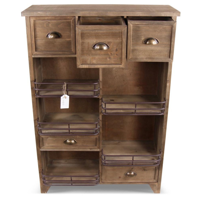 Holz Aufbewahrungsmöbel 2 Schubladen Braun 80x30x114.5cm