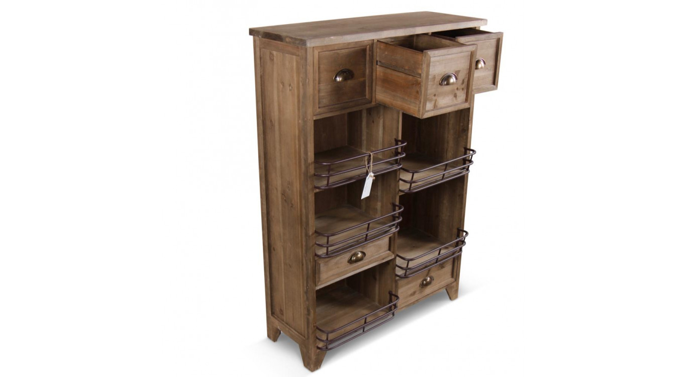 Holz Aufbewahrungsmöbel 2 Schubladen Braun 80x30x114.5cm