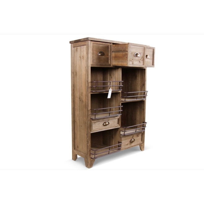 Holz Aufbewahrungsmöbel 2 Schubladen Braun 80x30x114.5cm