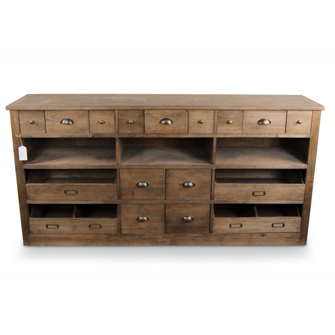 Wochenmöbel Chiffonnier Grainetier Holz 13 Schubladen Braun 183x45x89.5cm